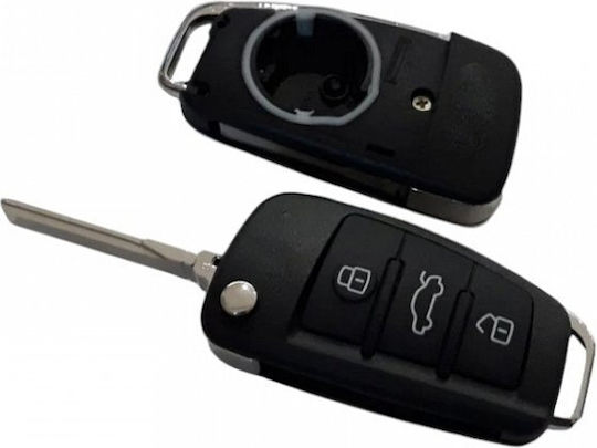 Foldable Car Key Shell with Blade with 3 Buttons for Audi