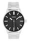 Oozoo Timepieces Ανδρικό Ρολόι 45mm Μπαταρίας με Ασημί Ατσάλινο Μπρασελέ