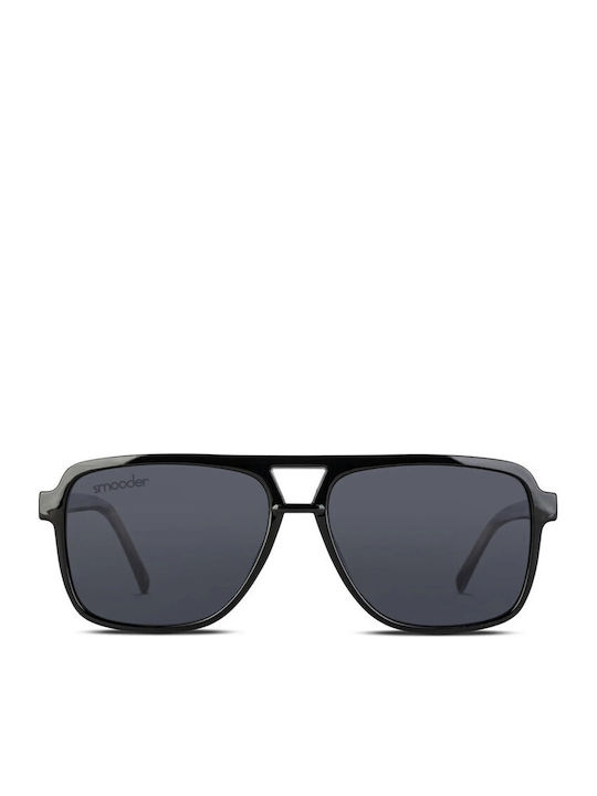 Smooder Unisex Sonnenbrille mit Schwarz Kunststoff Gestell und Schwarz Linse X037