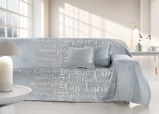 Guy Laroche Stamp Ριχτάρι Διθέσιου Καναπέ Chenille 180x250εκ. Silver