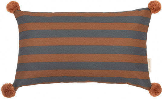 Majestic Rectangular Pillow Blue Brown Stripes 46x27 cm