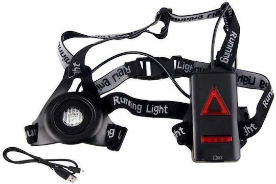 Lanternă de alergare Siks LED ham elastic 1800 mAh LED 180 lumeni 2 moduri de iluminare reîncărcabil USB inclus negru