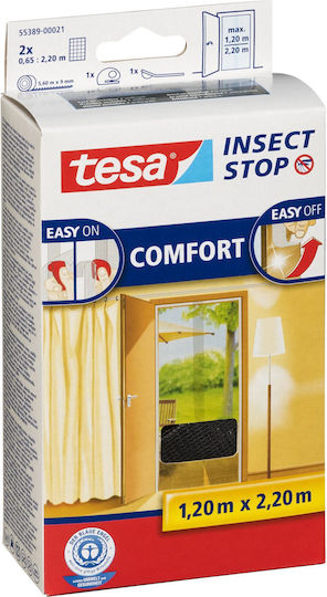 Tesa Moskitonetz Tür mit Klebeband Dauerhaft Schwarzes 220x65cm