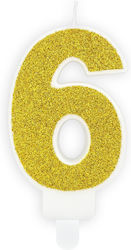 Candle Number 6 White Gold Glitter