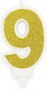 Number 9 Candle White Gold Glitter
