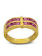 Savvas Design Ring with Stones made of Gold 18K