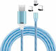 Siks Cablu de Încărcare Magnetic 3în1 Lightning Micro-usb Type-c Albastru