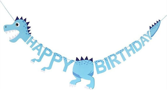 Happy Dino Birthday Decorative Party Garland Blue