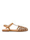 Synthetic Leather Slingback Ballerinas Brown