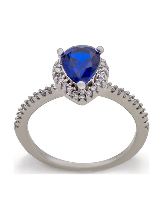 Savvas Design Damentagring mit Zirkon aus Weißgold 14K DACH02316