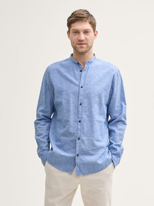 Tom Tailor Long-sleeved Linen Shirt Sky Blue