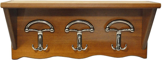 Wooden Hat Rack Honey-Silver 50x20x21.5cm Pol 61-350-ms
