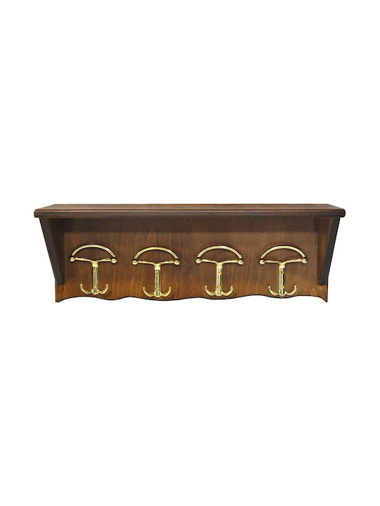 Cuier din lemn pentru paltoane și pălării, nuc-auriu 60x20x21.5cm Pol 56-460-kg