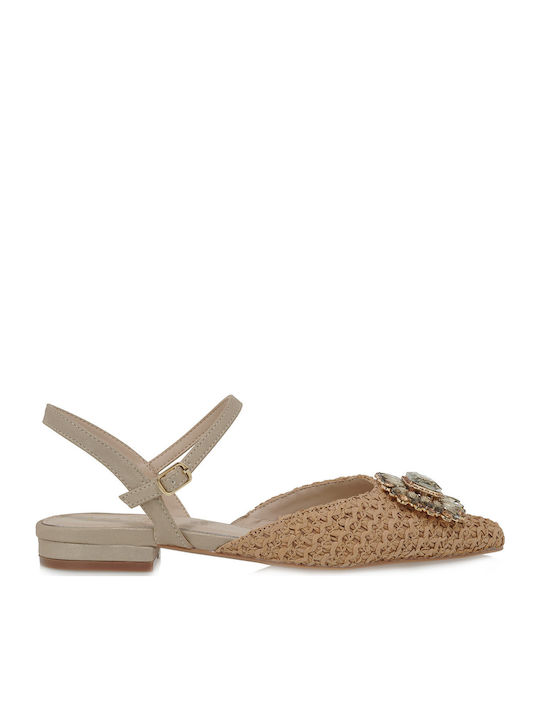 Γυναικείες Μπαλαρίνες Slingback σε Καφέ Χρώμα