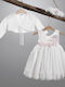New Life Ecru Baptism Clothes Set with Hair Accessories Cardigan & Dress made of Tulle 3 Pieces