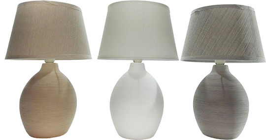 ArteLibre Ceramic Table Lamp for Socket E14 with Beige Shade and Base