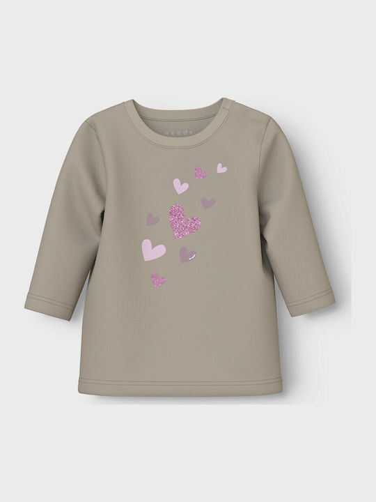 Name It Kids Top Long-sleeved Beige Beige Hearts