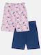 Kids Leggings Set Cycling Short Lilac Floral/Blue