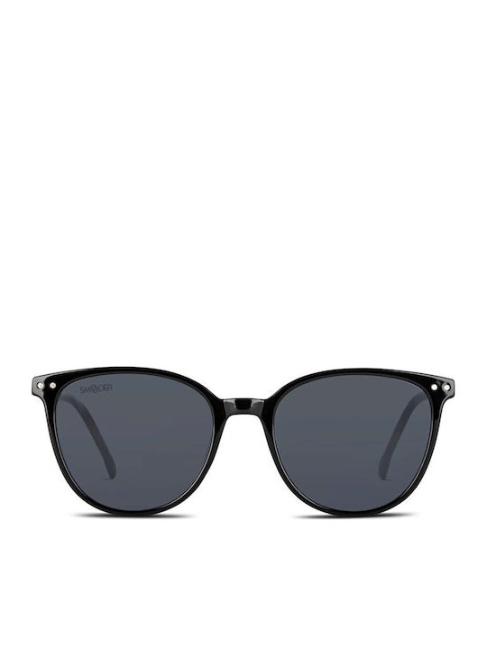 Smooder Unisex Sonnenbrille mit Schwarz Kunststoff Gestell und Schwarz Linse YAS01