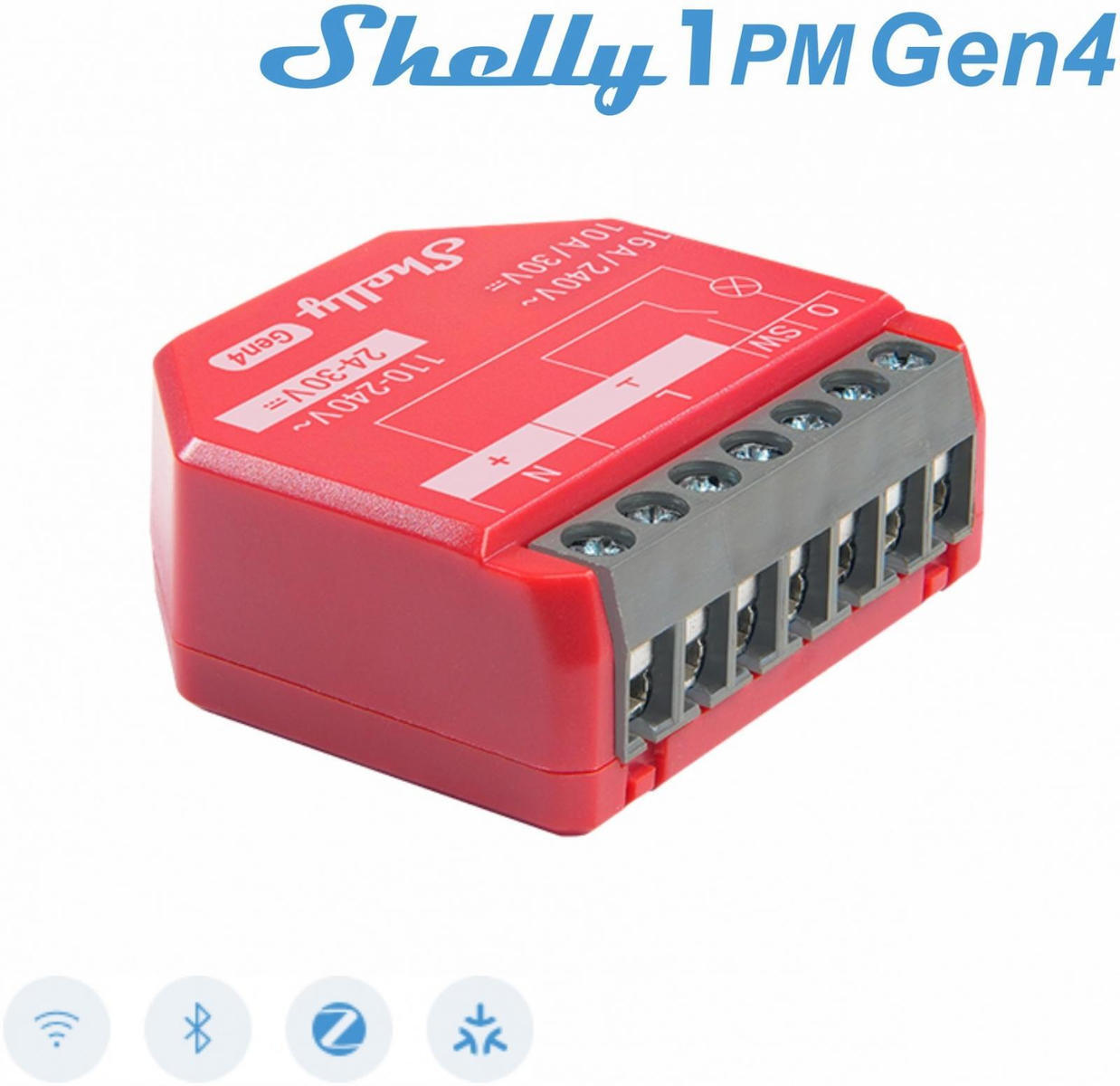 Shelly 1PM Gen4 Smart Switch Wi-Fi, Bluetooth, ZigBee & RF 16A (με Ουδέτερο)