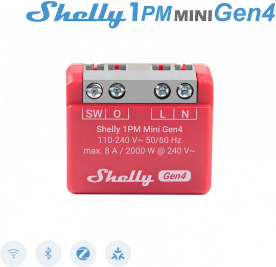 Shelly 1PM Mini Gen4 Smart Switch 1 Channel Wi-Fi Bluetooth ZigBee & RF 8A