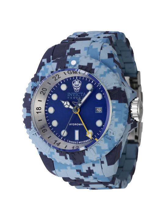 Invicta Reserve Ανδρικό Ρολόι 52mm Μπαταρίας με Μπλε Καουτσούκ