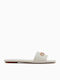 Leather Women's Flat Sandals in White Color