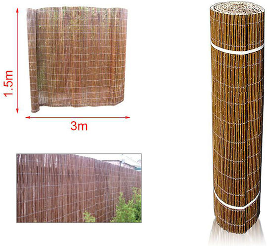 Bambuszaun Holz mit Ganzes Holz 1.5x3m GED-482439-2 Bambuszaun Holz mit Ganzes Holz 1.5x3m GED-482439-2