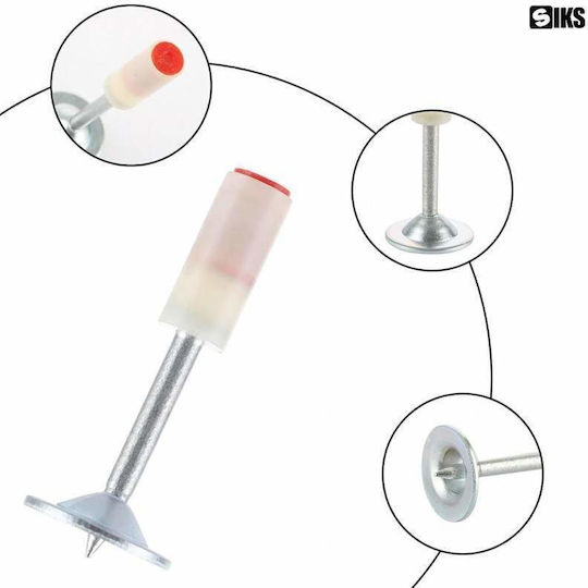 Set de cuie cu vârf de ciupercă Siks, pistol autopropulsat, 200 bucăți, 7,2 mm, alb argintiu