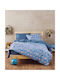 Kentia Sheet Set Single Cotton Ciel/blue/red/white 160x245cm 3pcs