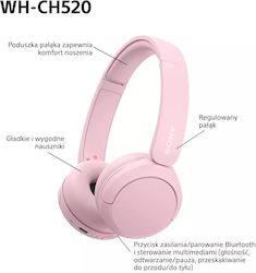 Sony WH-CH520 Bluetooth με 50 ώρες Λειτουργίας Ροζ
