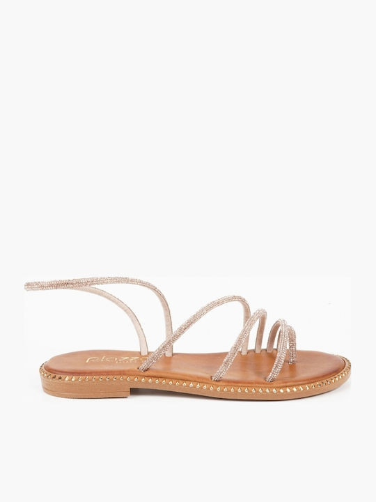 Sandale Casual Damă Din Piele Aurii