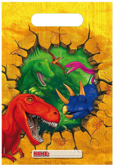 Plastic Bag for Gift with Theme "Dinosaurs" Multicolored 17x25cm. 6pcs