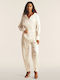 Women's Fabric Trousers Ecru