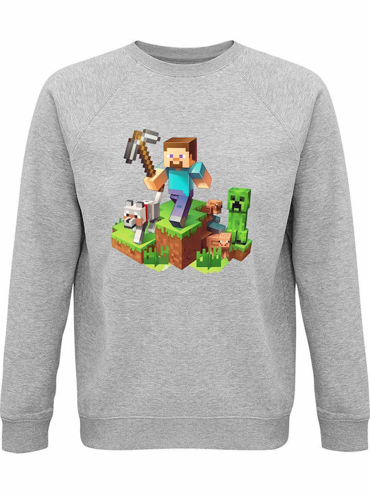 kirikoko Kinder-Sweatshirt Grey Melange Minecra...