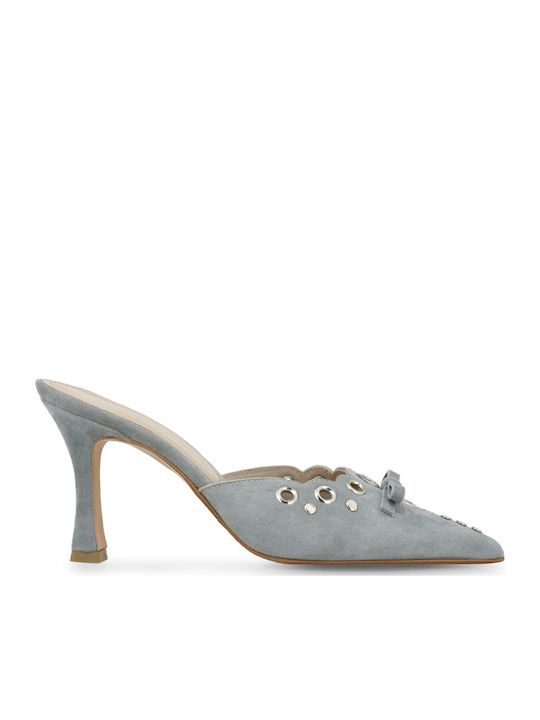 Tsakiris Mallas Suede Mules με Ψηλό Τακούνι σε ...