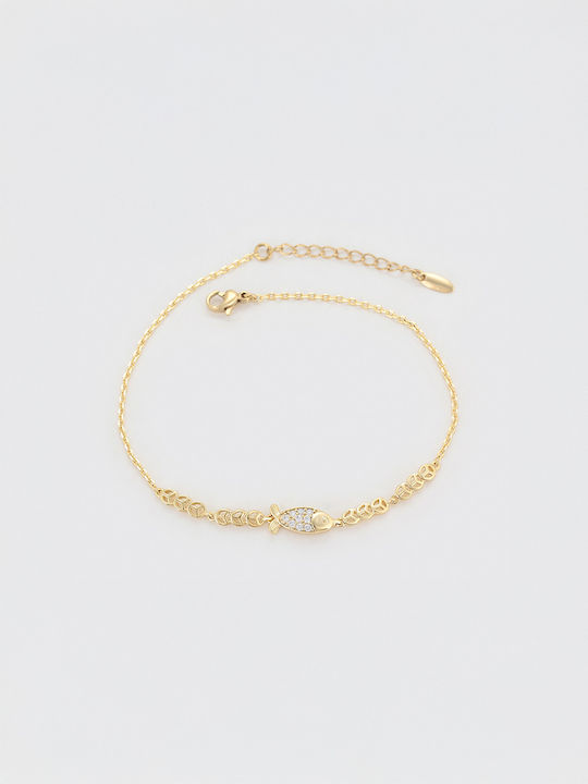 Chrysothemiss Women's Chain Bracelet Gold Plated with Zircon 21cm