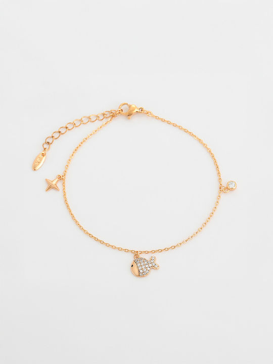 Chrysothemiss Women's Chain Bracelet Gold Plated with Zircon 17cm