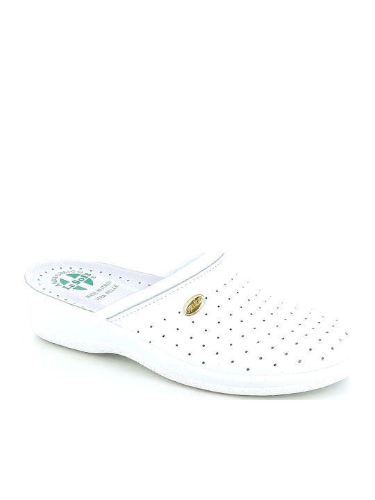 Anatomical Leather Women's Slippers White