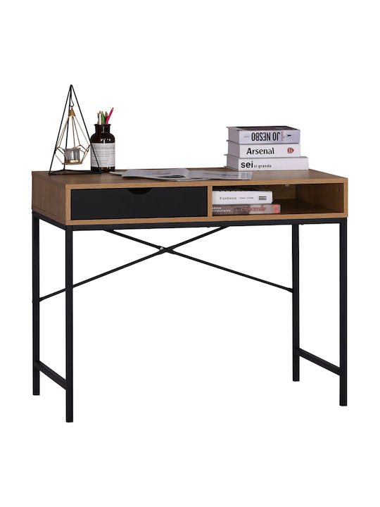 Birou Orfeas Din Lemn Negru Cu Picioare Metalice 95x48x76Cm