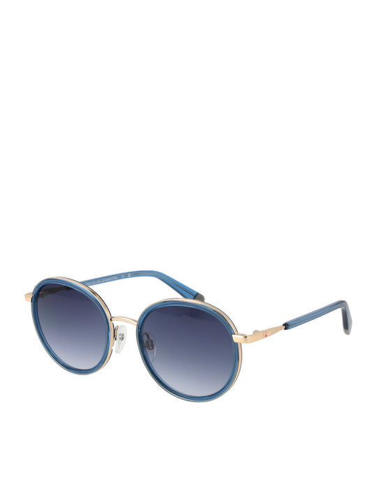 Benetton Women's Sunglasses with Gold Metal Frame and Blue Lens BE7048 285