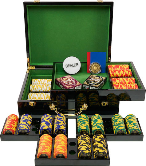 Set of 500 Poker Chips Gamefox 14g Luxury Wooden Box