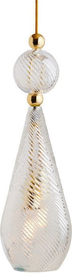 Ebb & Flow Pendant Light Gold with Crystals for Socket E27 18x18cm