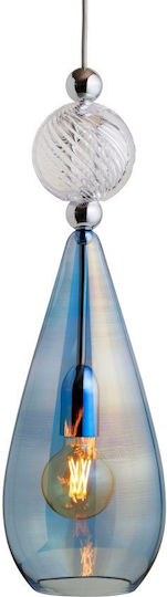 Ebb & Flow Pendant Light Blue with Crystals for Socket E27 18x18cm