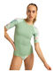 Roxy Into The Sun UPF 50 Women Short Sleeve Sun Protection Shirt Green