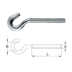 Verzinkter Haken Metrisches Gewinde M16 Länge L 140mm Verzinkter Haken Metrisches Gewinde M16 Länge L 140mm