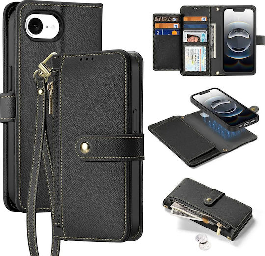 Dux Ducis Lawa Wallet Piele / Silicon Negru (iPhone 17e / 16e)