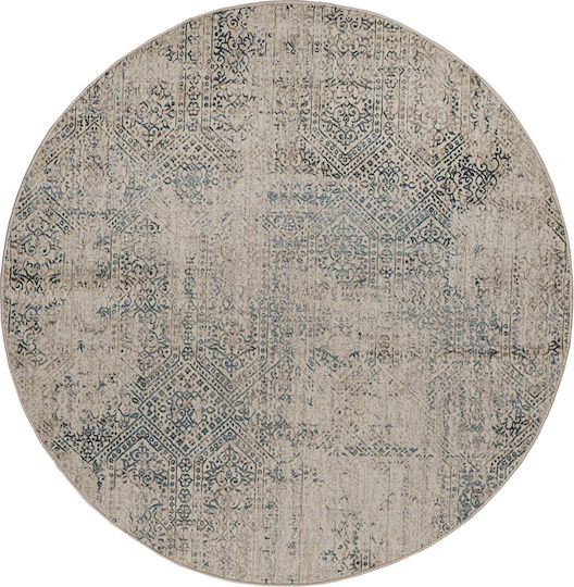 Biokarpet Gossip 9186a Екрю Син Килими за дневна Кръгла 160x160 Biokarpet Gossip 9186a Екрю Син Килими за дневна Кръгла 160x160