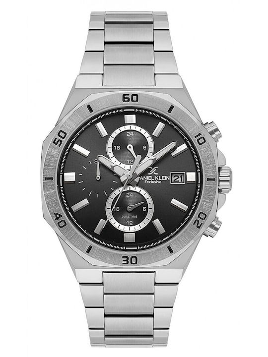 Daniel Klein Men's Watch 41mm Chronograph Battery with Silver Metal Bracelet