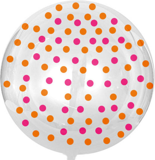 18'' Transparenter Bobo-Ballon Pink Orange Polka Dot